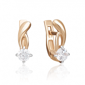 Золотые серьги Platina с бриллиантом 02-0345-00-101-1110-30 фото