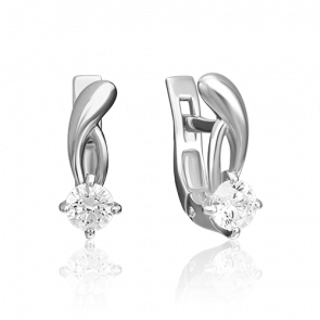 Серьги из белого золота Platina с бриллиантом 02-0346-00-101-1120-30 фото