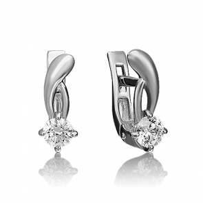 Серьги из белого золота Platina с фианитом 02-0346-00-501-1120-38 фото