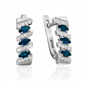 Серьги из белого золота Platina с бриллиантом и сапфиром 02-0348-00-105-1120-30 фото