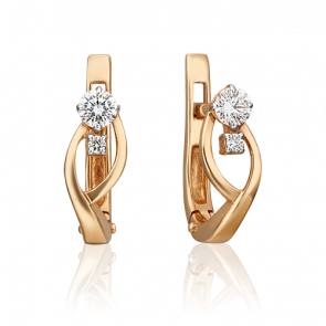 Золотые серьги Platina с бриллиантом 02-0365-00-101-1110-30 фото