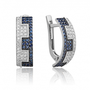 Серьги из белого золота Platina с бриллиантом и сапфиром 02-0400-00-105-1120-30 фото