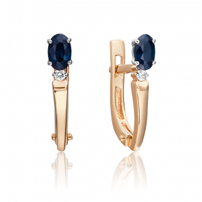 Серьги из комбинированного золота Platina с бриллиантом и сапфиром 02-0427-00-105-1111-30 фото