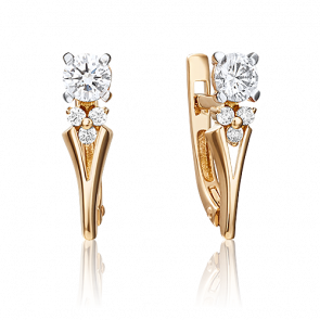 Золотые серьги Platina с бриллиантом 02-0439-00-101-1110-30 фото