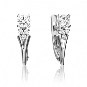 Серьги из белого золота Platina с бриллиантом 02-0440-00-101-1120-30 фото