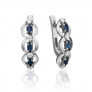 Серьги из белого золота Platina с бриллиантом и сапфиром 02-0446-00-105-1120-30 фото