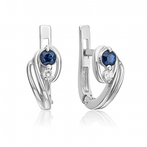 Серьги из белого золота Platina с бриллиантом и сапфиром 02-0448-00-105-1120-30 фото