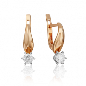 Серьги из комбинированного золота Platina с бриллиантом 02-0484-00-101-1111-30 фото