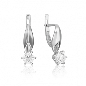 Серьги из белого золота Platina с бриллиантом 02-0491-00-101-1120-30 фото