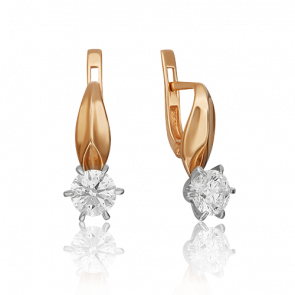 Серьги из комбинированного золота Platina с бриллиантом 02-0498-00-101-1111-30 фото