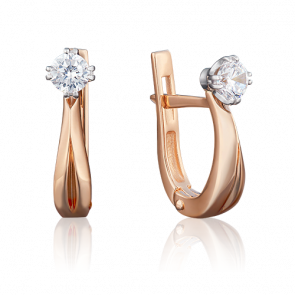 Серьги из комбинированного золота Platina с бриллиантом 02-0500-00-101-1111-30 фото