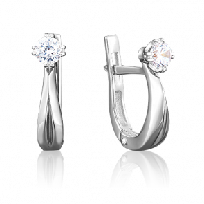 Серьги из белого золота Platina с бриллиантом 02-0501-00-101-1120-30 фото