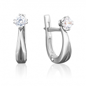 Серьги из белого золота Platina с бриллиантом 02-0505-00-101-1120-30 фото