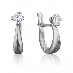 Серьги из белого золота Platina с бриллиантом 02-0507-00-101-1120-30 фото