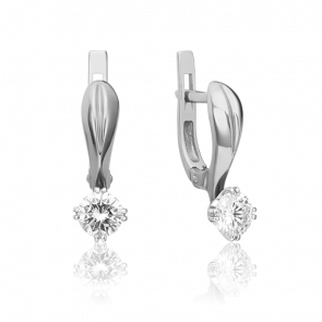 Серьги из белого золота Platina с бриллиантом 02-0515-00-101-1120-30 фото