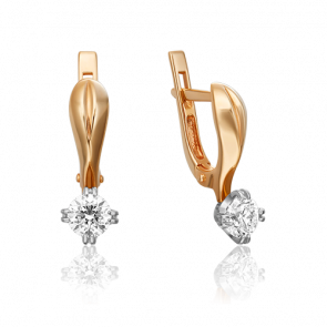 Серьги из комбинированного золота Platina с бриллиантом 02-0516-00-101-1111-30 фото