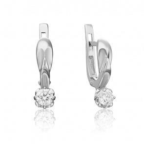 Серьги из белого золота Platina с бриллиантом 02-0535-00-101-1120-30 фото