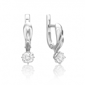 Серьги из белого золота Platina с бриллиантом 02-0537-00-101-1120-30 фото