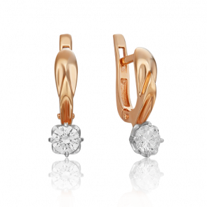 Серьги из комбинированного золота Platina с бриллиантом 02-0538-00-101-1111-30 фото