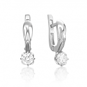 Серьги из белого золота Platina с бриллиантом 02-0539-00-101-1120-30 фото