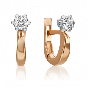 Серьги из комбинированного золота Platina с бриллиантом 02-0578-00-101-1111-30 фото