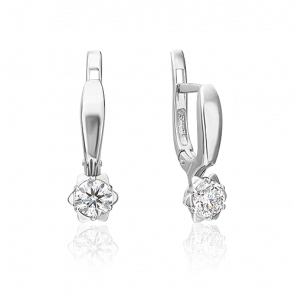 Серьги из белого золота Platina с бриллиантом 02-0591-00-101-1120-30 фото