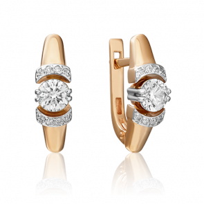 Серьги из комбинированного золота Platina с бриллиантом 02-0604-00-101-1111-30 фото