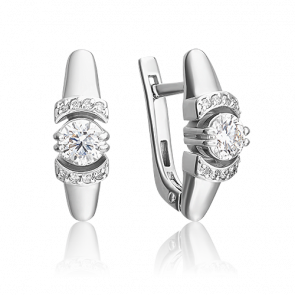 Серьги из белого золота Platina с бриллиантом 02-0605-00-101-1120-30 фото