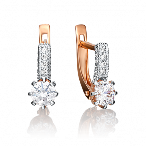 Золотые серьги Platina с бриллиантом 02-0610-00-101-1110-30 фото