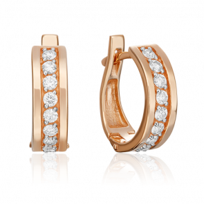 Золотые серьги Platina с бриллиантом 02-0620-00-101-1110-30 фото