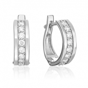 Серьги из белого золота Platina с бриллиантом 02-0621-00-101-1120-30 фото