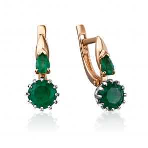 Золотые серьги Platina с изумрудом 02-0628-00-103-1110-30 фото