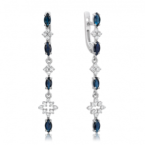 Серьги из белого золота Platina с бриллиантом и сапфиром 02-0653-00-105-1120-30 фото