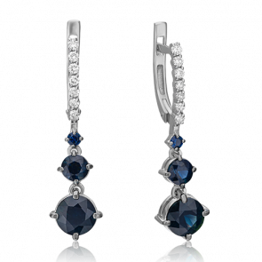 Серьги из белого золота Platina с бриллиантом и сапфиром 02-0688-00-105-1120-30 фото