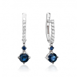 Серьги из белого золота Platina с бриллиантом и сапфиром 02-0690-00-105-1120-30 фото