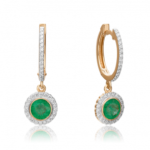 Золотые серьги Platina с бриллиантом и изумрудом 02-0699-00-106-1110-30 фото