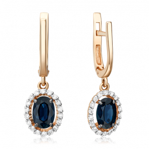 Золотые серьги Platina с бриллиантом и сапфиром 02-0719-00-105-1110-30 фото