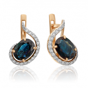 Золотые серьги Platina с бриллиантом и сапфиром 02-0721-00-105-1110-30 фото