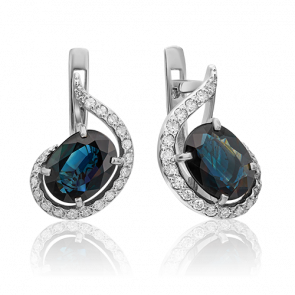 Серьги из белого золота Platina с бриллиантом и сапфиром 02-0722-00-105-1120-30 фото