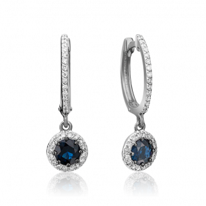 Серьги из белого золота Platina с бриллиантом и сапфиром 02-0738-00-105-1120-30 фото