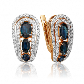 Золотые серьги Platina с бриллиантом и сапфиром 02-0739-00-105-1110-30 фото