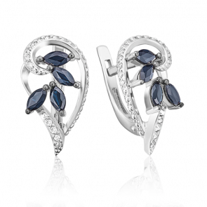 Серьги из белого золота Platina с бриллиантом и сапфиром 02-0744-00-105-1120-30 фото