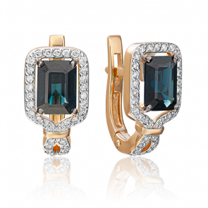 Золотые серьги Platina с бриллиантом и сапфиром 02-0745-00-105-1110-30 фото