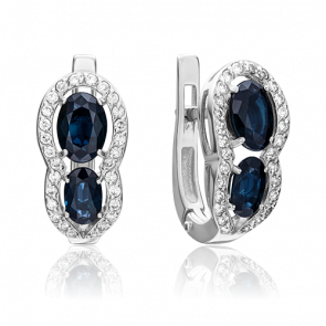 Серьги из белого золота Platina с бриллиантом и сапфиром 02-0748-00-105-1120-30 фото