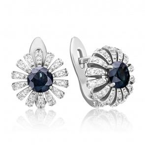 Серьги из белого золота Platina с бриллиантом и сапфиром 02-0760-00-105-1120-30 фото