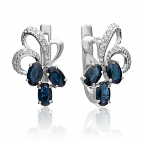 Серьги из белого золота Platina с бриллиантом и сапфиром 02-0768-00-105-1120-30 фото