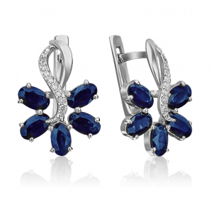 Серьги из белого золота Platina с бриллиантом и сапфиром 02-0770-00-105-1120-30 фото