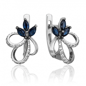 Серьги из белого золота Platina с бриллиантом и сапфиром 02-0778-00-105-1120-30 фото