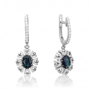 Серьги из белого золота Platina с бриллиантом и сапфиром 02-0780-00-105-1120-30 фото