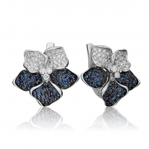 Серьги из белого золота Platina с бриллиантом и сапфиром 02-0784-00-105-1120-30 фото